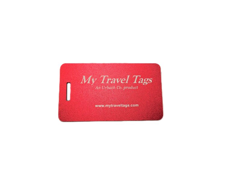 My Travel Tags are available in Red Aluminum
